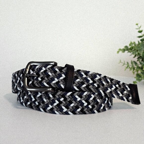 NWT Nike G Flex Stretch Woven Golf Belt Size 38 Black White - Picture 1 of 6